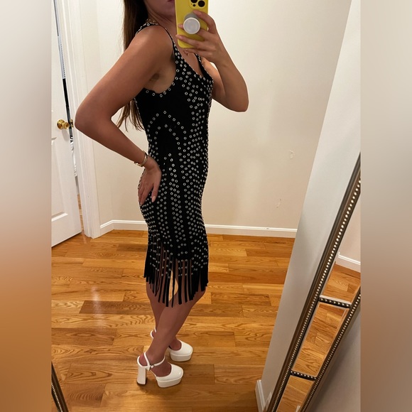 Like New Factory Legerbabe Bandage Black Dress Fringe Bottom - Picture 4 of 8